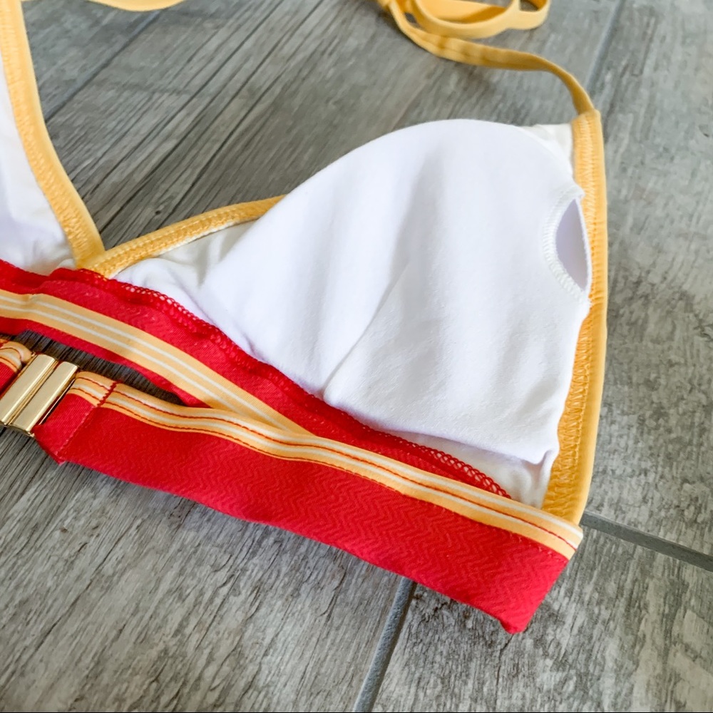 NBW MODCLOTH Red and Yellow High Waisted Swimsuit Bikini - Picture 6 of 7